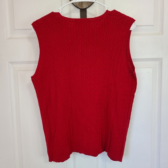 (407) Karen Scott  Woman's Sleeveless Sweater Vest, Size: Large Color: Red - Picture 7 of 10